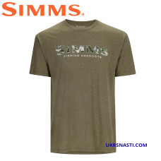 Футболка Simms Logo T-shirt RC Dark Clover/Military Heather размер M